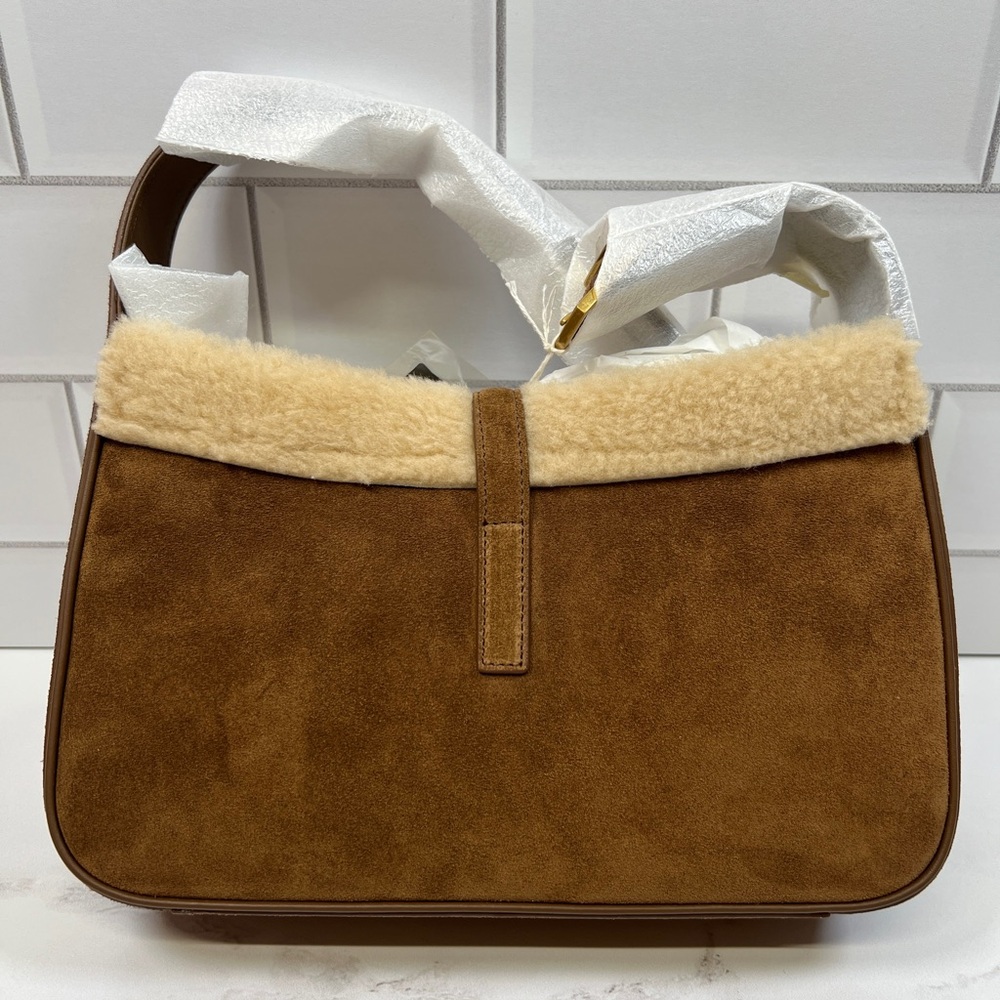 YSL Yves Saint Laurent Le 5 A 7 Sherpa Suede Hobo Shoulder Bag Handbag Purse - Picture 2 of 9